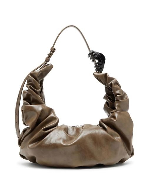 DIESEL Natural Large Grab-D Gathered Shoulder Bag