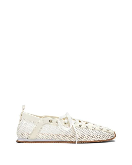 Ganni White Ballerines En Résille À Lacets