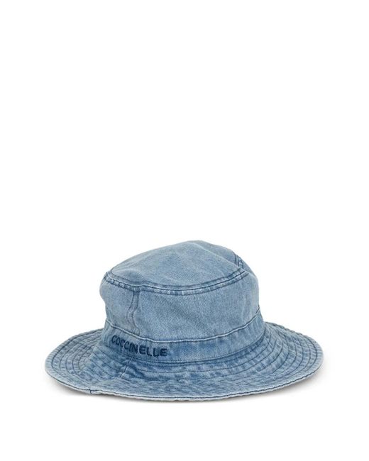 Coccinelle Blue Logo-Embroidered Denim Bucket Hat