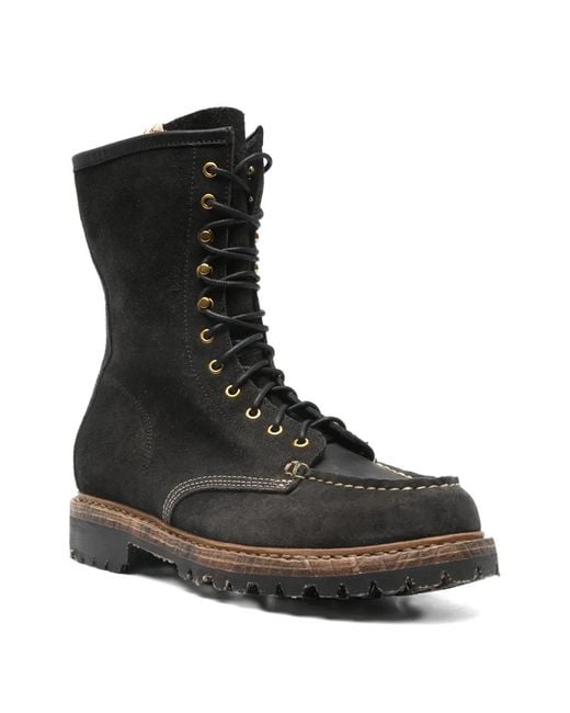 Visvim Black Lace-Up Leather Boots for men