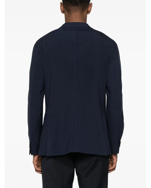 Boglioli Blue Single-Breasted Virgin Wool Blazer for men