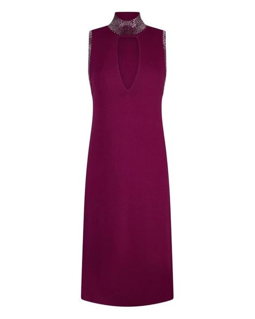 Liu Jo Purple Knit Dress With Rhinestones
