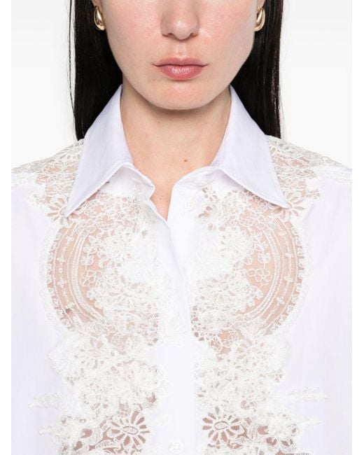 Ermanno Scervino White Lace-panelling Shirt