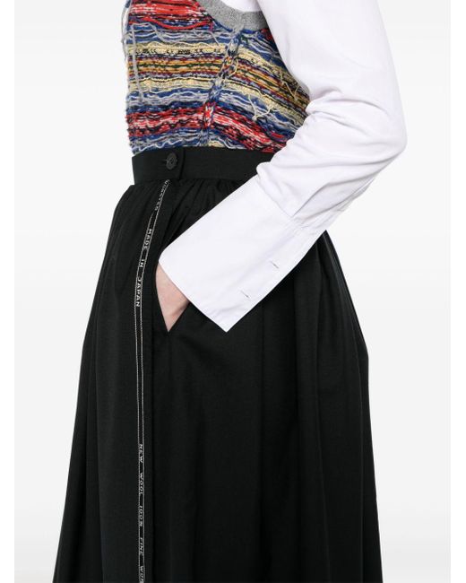 Comme des Garçons Black Wool Pleated Midi Skirt