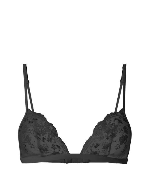 La Perla Black Floral-Embroidered Bra