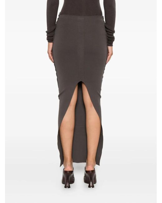 Rick Owens Gray Pillar Centre-Seam Knit Skirt