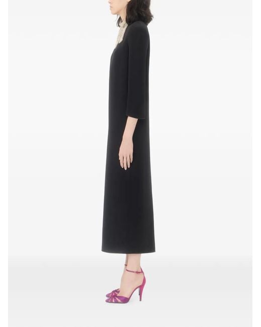 Valentino Garavani Black Cady Couture Embroidered Dress
