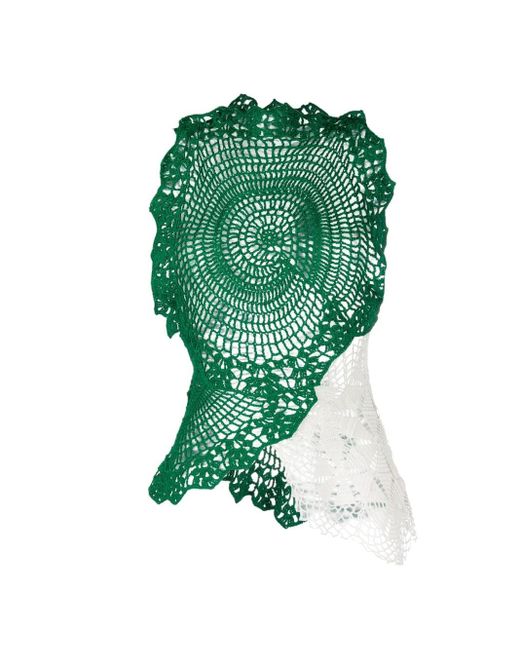 The Row Green Christa Crochet Asymmetric Top