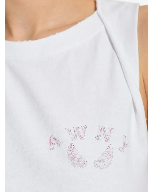 Alexander Wang White Graphic Twisted Muscle Tank