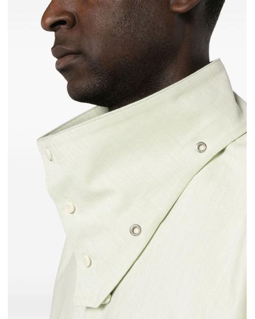 AV VATTEV White Funnel-neck Cotton Shirt for men