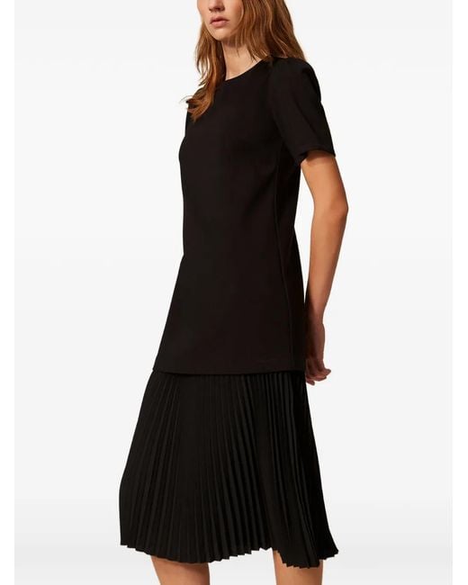 Twinset Black Recycled Crêpe De Chine Midi Dress