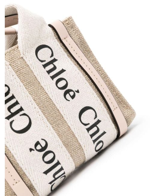 Chloé White Nano Woody Tote Bag