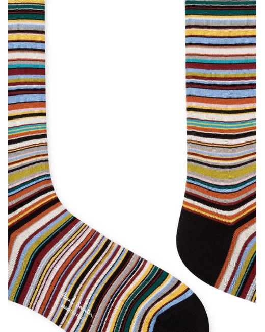 Paul Smith Black Multi-Striped Cotton Socks for men