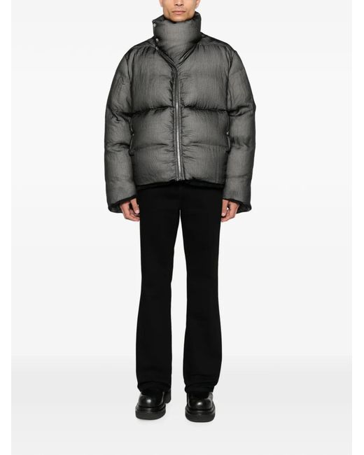 Rick Owens Gray Turtle Funnel-Neck Padded Jacket for men