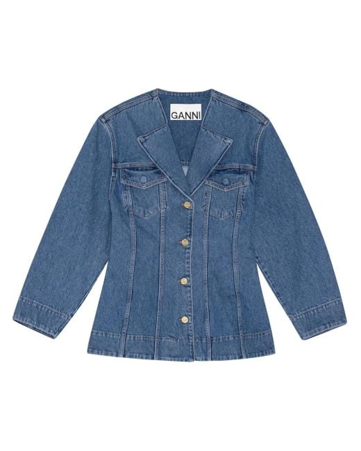 Blazer En Jean Ganni en coloris Blue