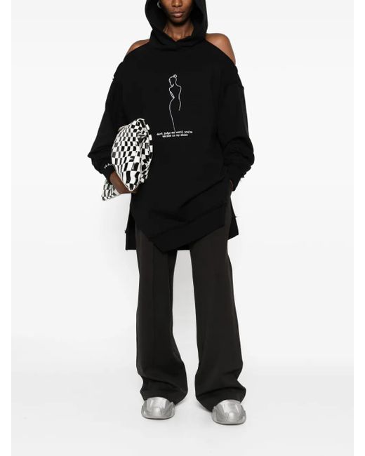 Hamza Black Cut-Out Graphic Hoodie