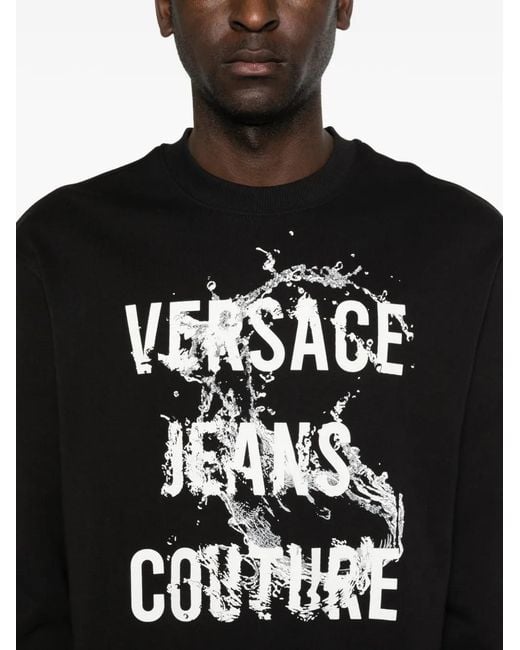 Versace Jeans Couture Black Logo-Print Sweatshirt for men