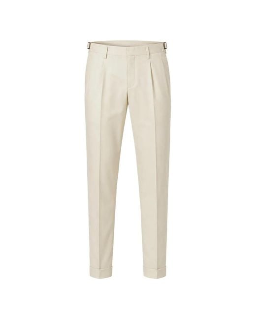 Berwich Natural Pleated-Detail Turn-Up Trousers for men