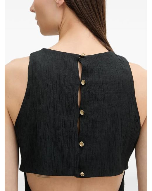 Sessun Black Lua Ruched Open-Back Midi Dress