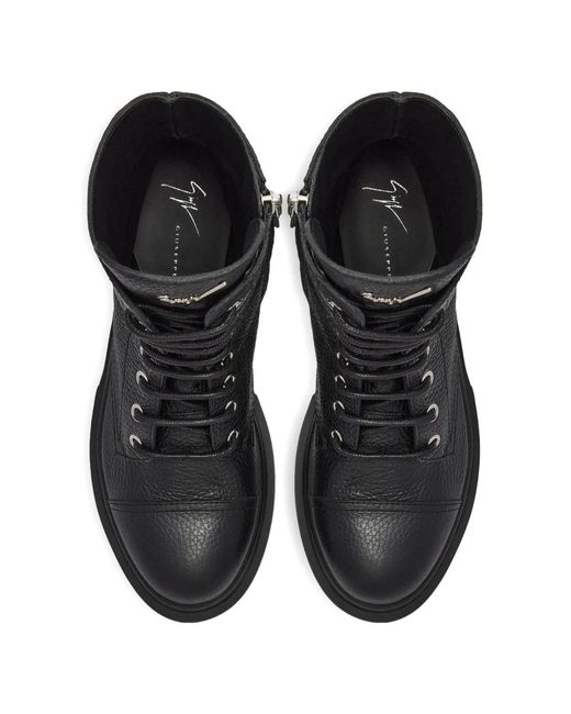Giuseppe Zanotti Black Evin Laced Logo Detail Boots