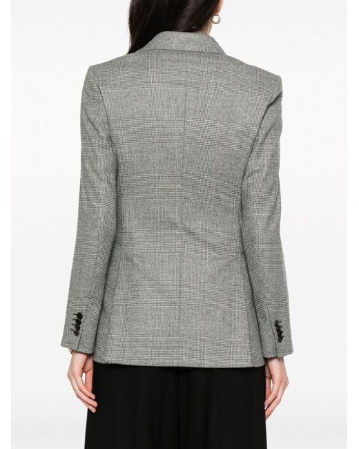 Max Mara Gray Plaid-check Double-breasted Wool-cashmere Blazer