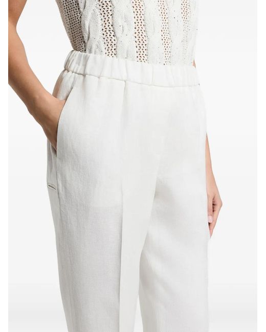 Peserico White Elasticated-Waist Trousers