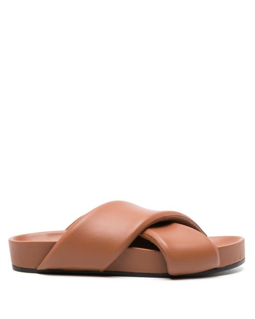 Jil Sander Brown Padded Leather Slides for men
