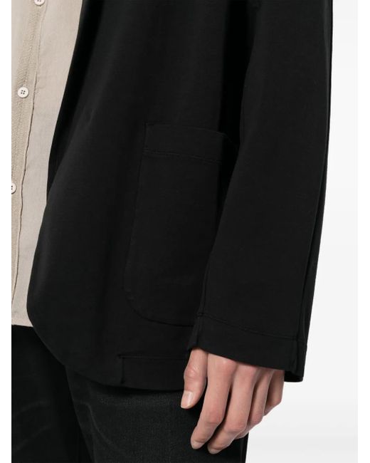 Transit Black Narrow Notch-Lapel Cotton Blazer for men