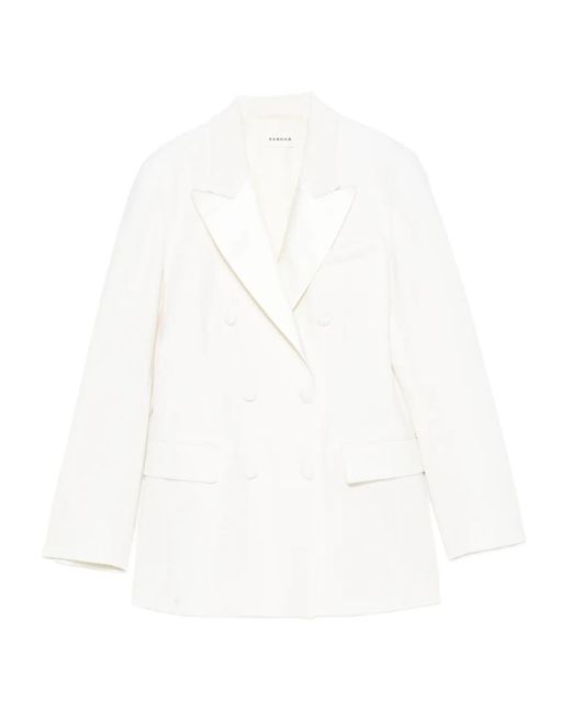 P.A.R.O.S.H. White Double-Breasted Peak-Lapels Blazer