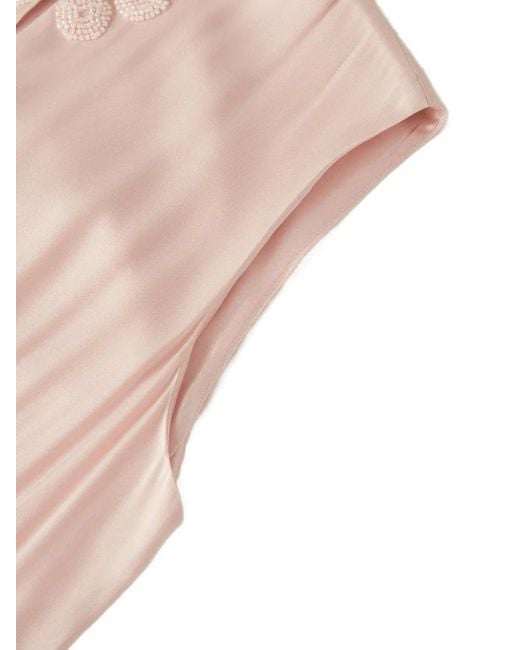Shanghai Tang Pink Bead-Embellished Asymmetric Qipao Dress