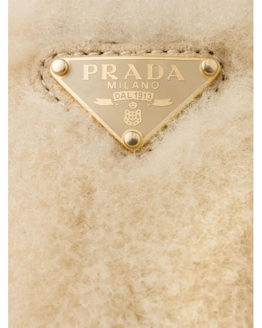 Prada Natural Shearling Ballet Flats