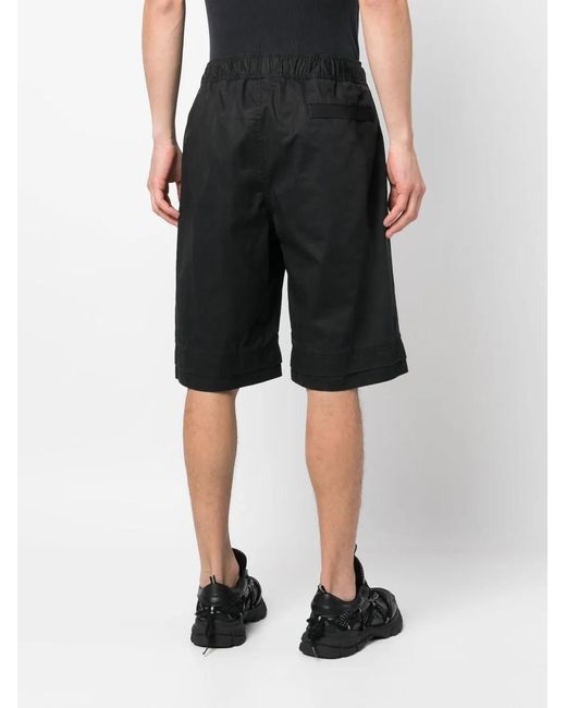 44 Label Group Black Embossed-Logo Knee-Length Shorts for men