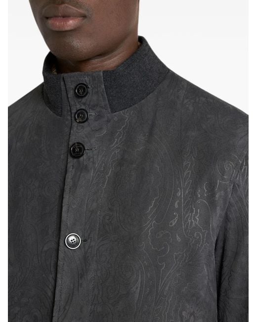 Etro Black Arnica Paisley-Print Suede Bomber Jacket for men
