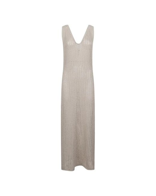 hinnominate White Open-Knit Sleeveless Dress
