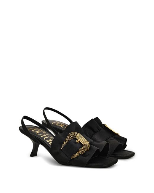 Versace Jeans Couture Black Fondo Fiona Ruffled Sandals