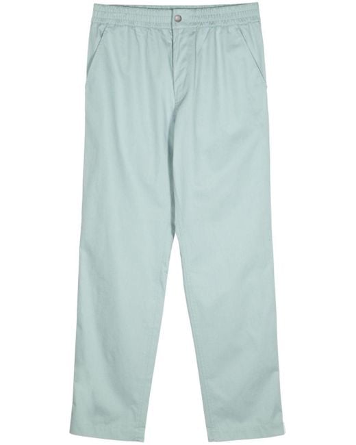 Maison Kitsuné Blue Elasticated-Waistband Straight-Leg Cotton Trousers for men