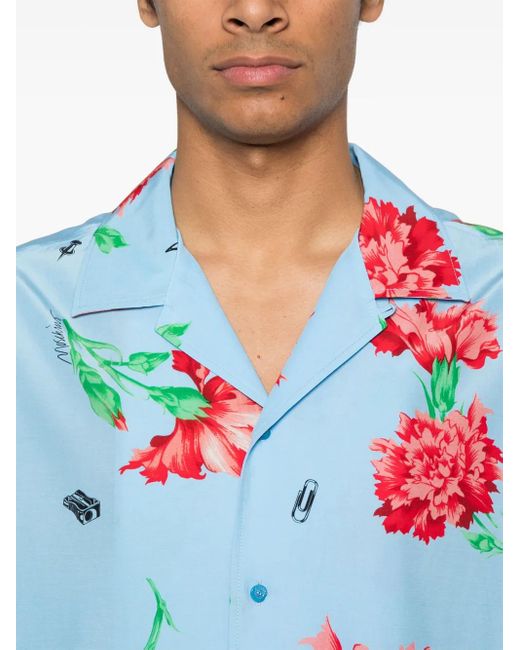 Moschino White Floral-Print Shirt for men