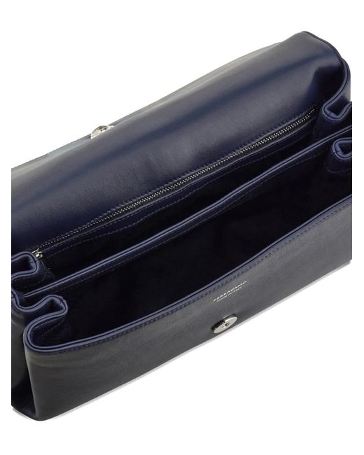 Ferragamo Blue Front Flap Shoulder Bag (S)
