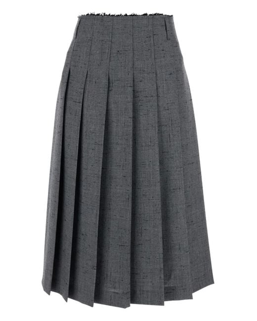 Tela フレイドエッジ プリーツスカート Gray