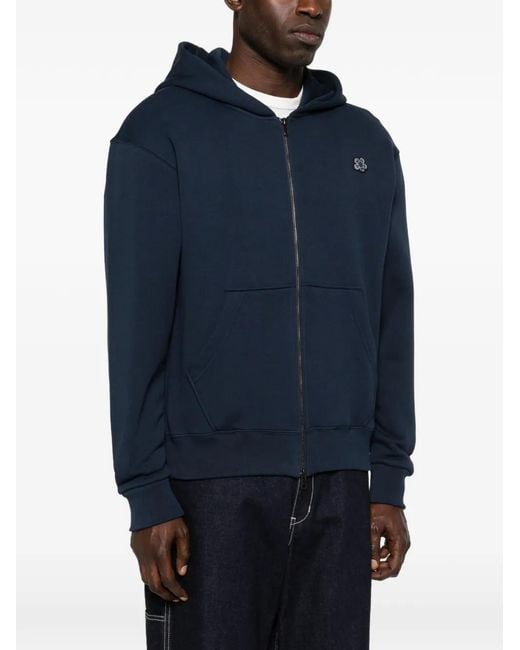 KENZO Blue Logo-Patch Hoodie for men
