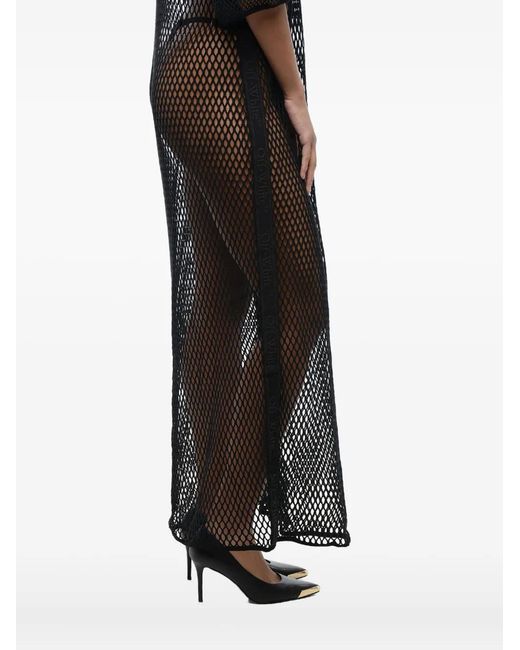 Off-White c/o Virgil Abloh Black Mesh Logo-Stripe Maxi Dress
