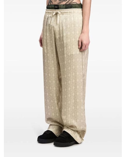 Palm Angels Natural Monogram-Jacquard Wide-Leg Trousers for men