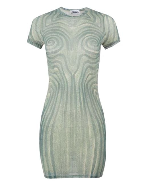 Vestido de malla con estampado en espiral Jean Paul Gaultier de color Green