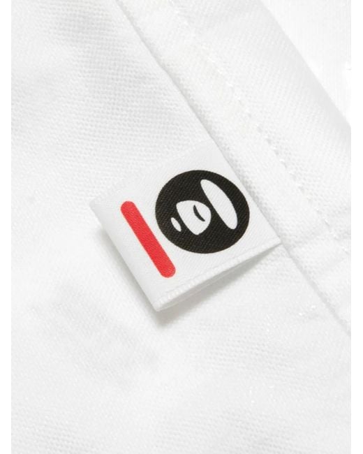 Aape By A Bathing Ape White Moonface Logo-Patch Button-Down Shirt for men