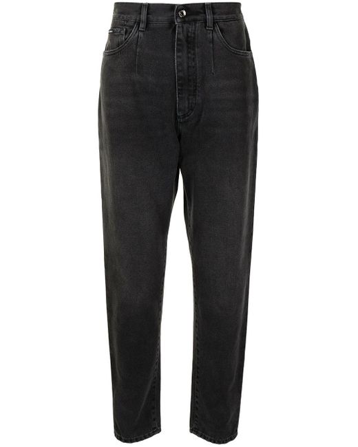 Mens Clothing Jeans Straight-leg jeans Dolce & Gabbana Denim High-waisted Tapered Jeans in Black for Men 