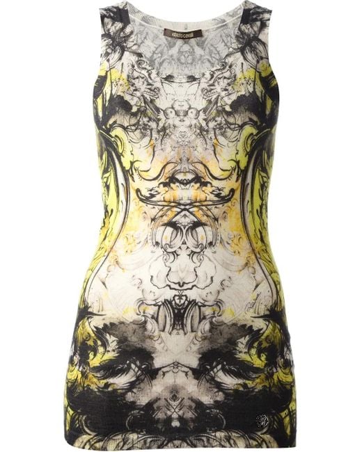 Roberto Cavalli Black Printed Tank Top