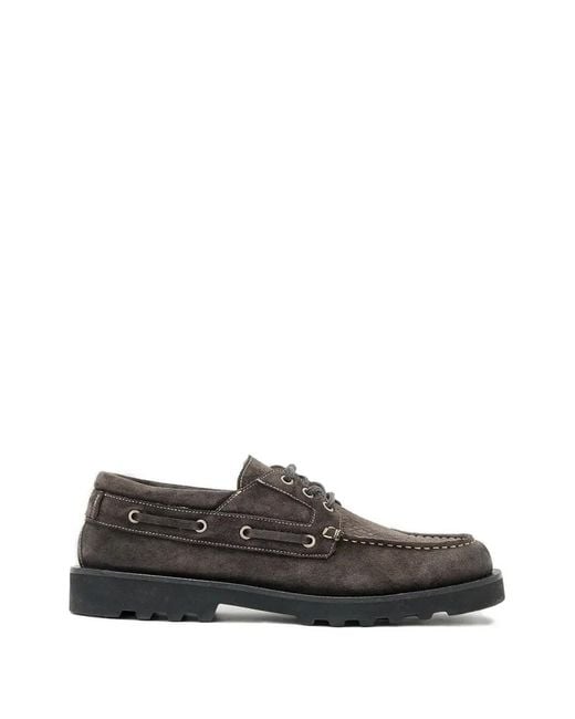 AllSaints Gray Skiff Textured Boat Shoes for men