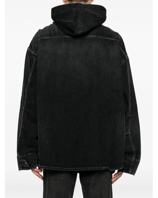 Balenciaga Black Hooded Denim Jacket for men