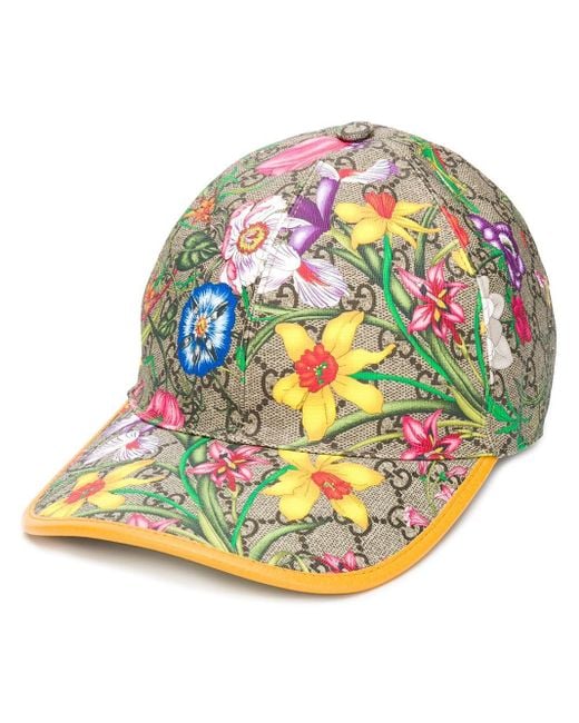 Gucci Multicolor Baseballkappe mit Blumen-Print