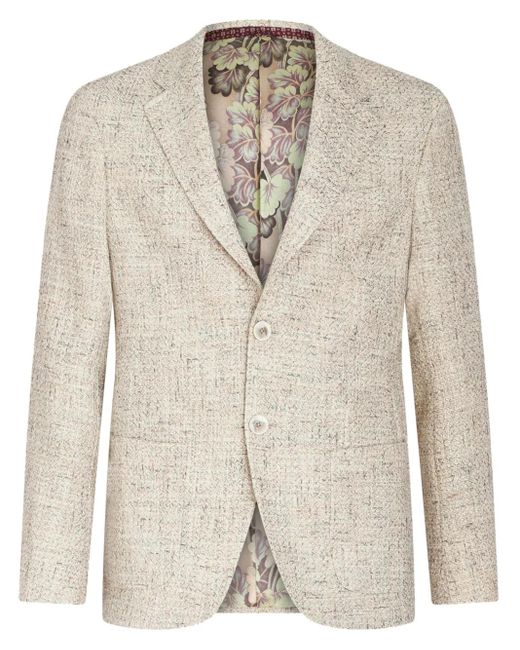 Etro Natural Single-Breasted Bouclé Blazer for men